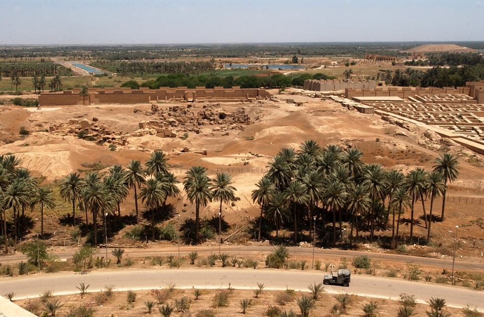 A partial view of the ruins of Babylon from Saddam Hussein's Summer Palace