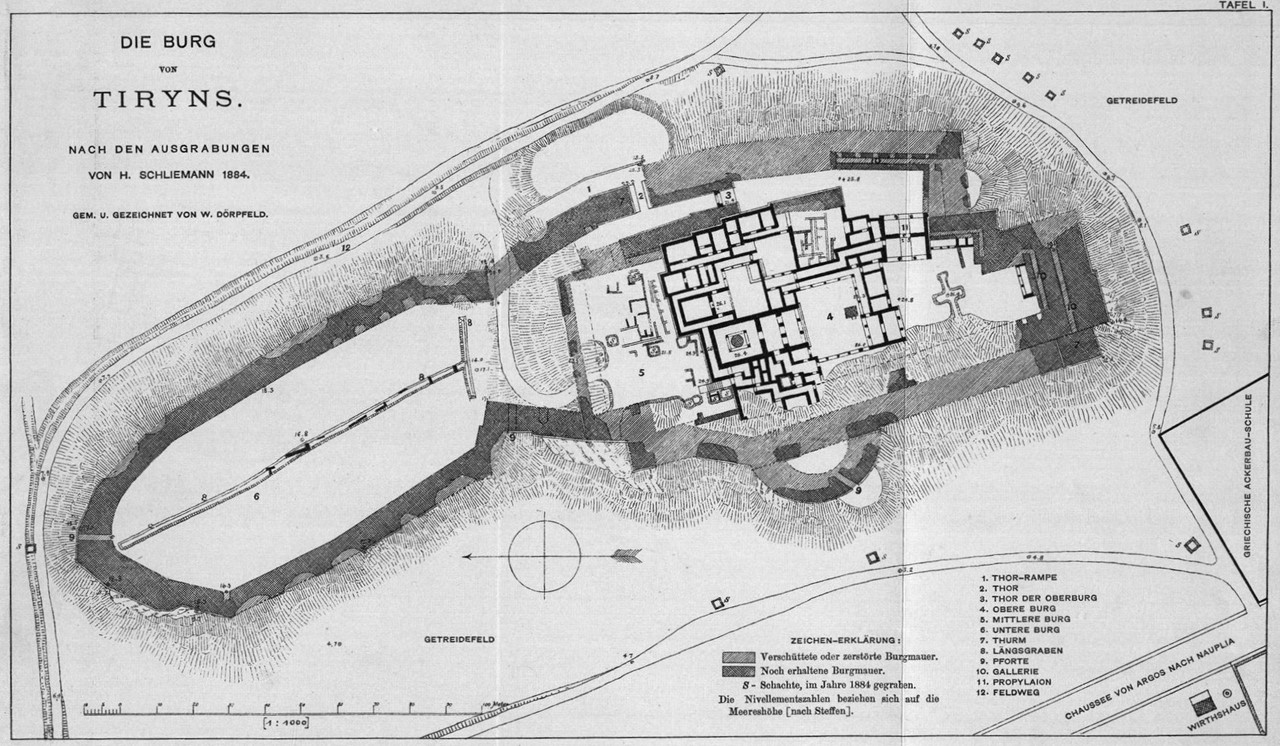 Plan of Tiryns Castle https://de.wikipedia.org/wiki/Tiryns#/media/Datei:Tiryns_Tafel_I.jpg