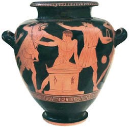 Athenian red-figure stamnos ht. 35.5cm https://www.beazley.ox.ac.uk/tools/pottery/shapes/stamnos.htm