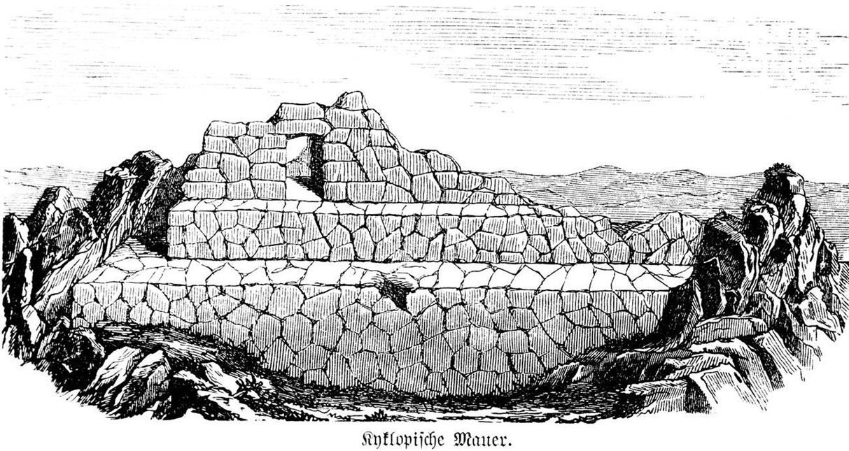 Cyclopean wall or cyclopean masonry (opus siliceum)