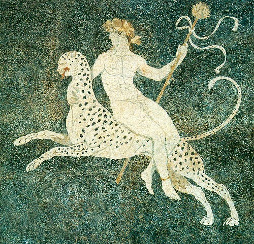 Dionysus riding panther, Greek mosaic from Pella C4th B.C., Pella Archaeological Museum