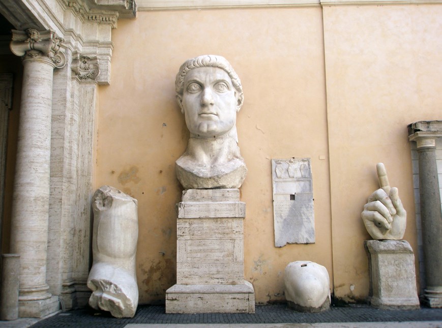 Colossus of Constantine as an example for acroliths. Around 300 A.D.